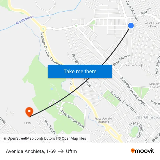Avenida Anchieta, 1-69 to Uftm map
