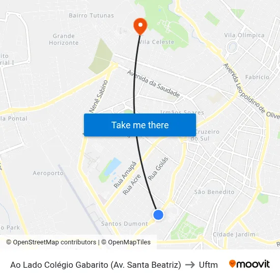 Ao Lado Colégio Gabarito (Av. Santa Beatriz) to Uftm map