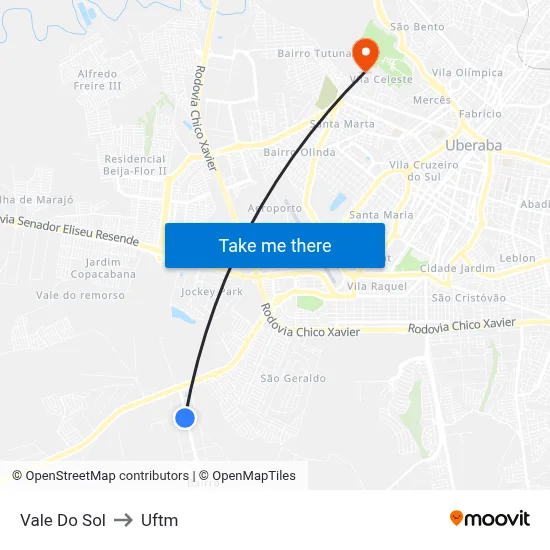 Vale Do Sol to Uftm map