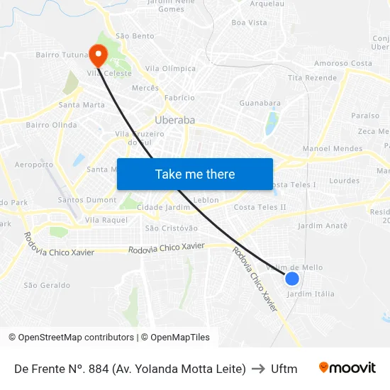 De Frente Nº. 884 (Av. Yolanda Motta Leite) to Uftm map