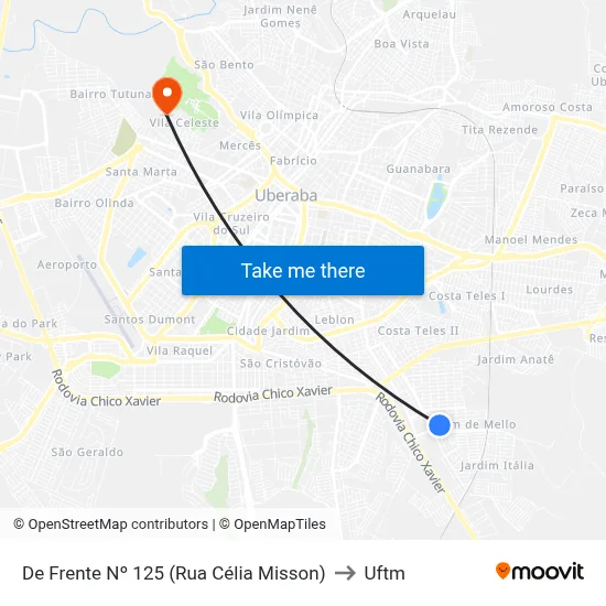 De Frente Nº 125 (Rua Célia Misson) to Uftm map