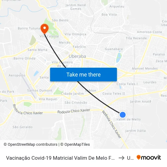 Vacinação Covid-19 Matricial Valim De Melo Frente Nº. 469 (Av. Umuarama) to Uftm map