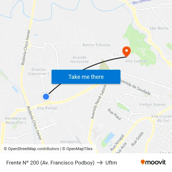 Frente Nº 200 (Av. Francisco Podboy) to Uftm map