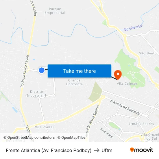Frente Atlântica (Av. Francisco Podboy) to Uftm map