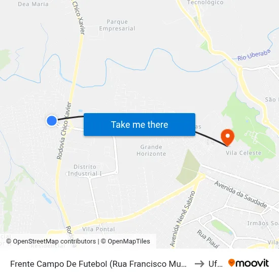 Frente Campo De Futebol (Rua Francisco Munhoz Lopes) to Uftm map