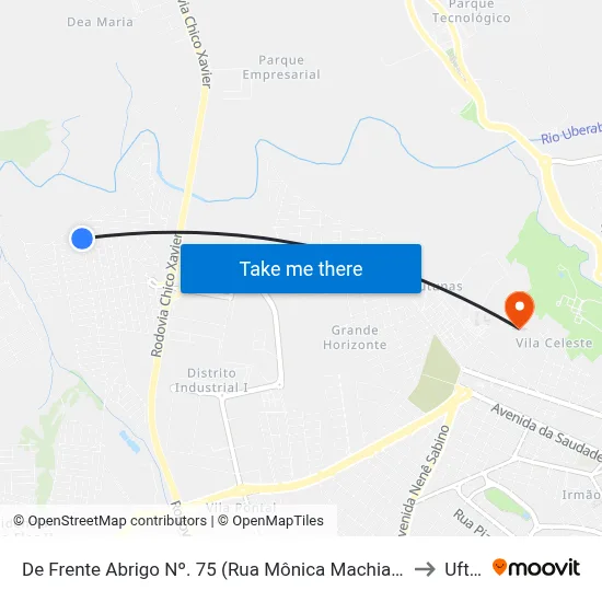 De Frente Abrigo Nº. 75 (Rua Mônica Machiama) to Uftm map