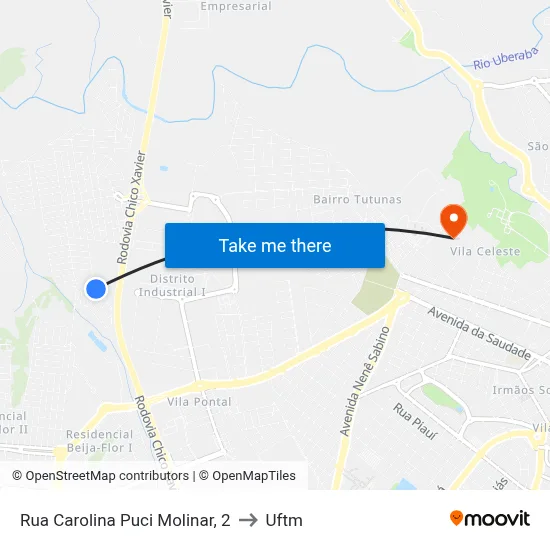 Rua Carolina Puci Molinar, 2 to Uftm map