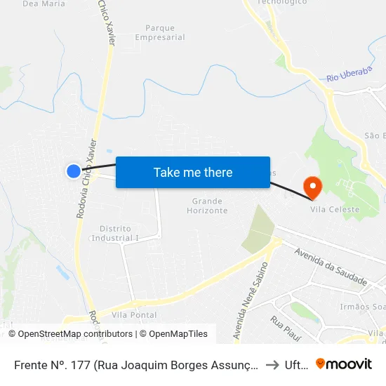 Frente Nº. 177 (Rua Joaquim Borges Assunção) to Uftm map