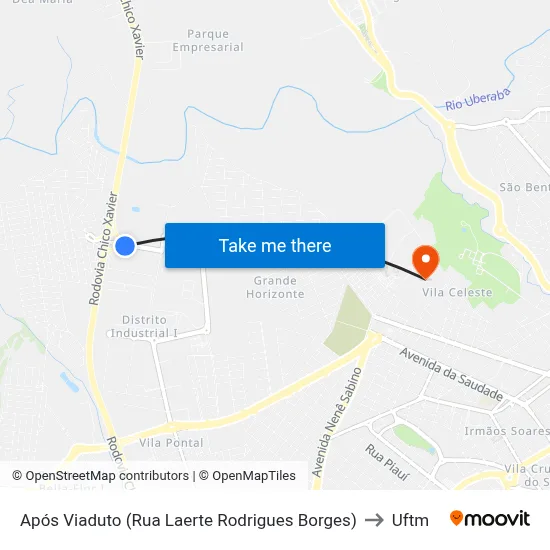 Após Viaduto (Rua Laerte Rodrigues Borges) to Uftm map