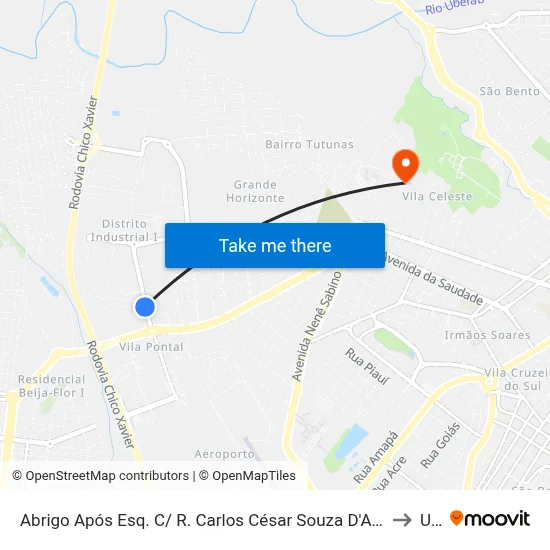 Abrigo Após Esq. C/ R. Carlos César Souza D'Anunciação (Av. Francisco Podpoby) to Uftm map