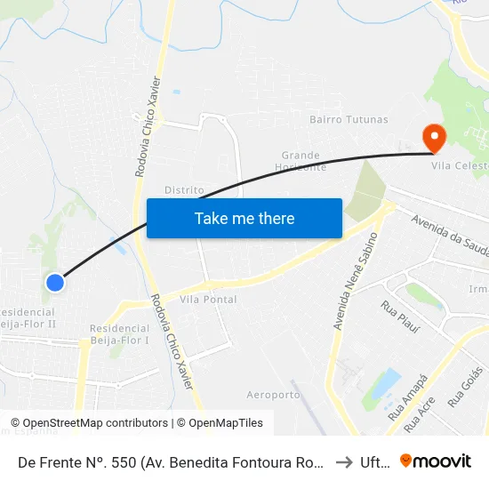 De Frente Nº. 550 (Av. Benedita Fontoura Rosa) to Uftm map