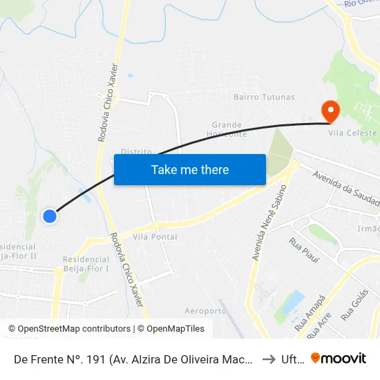 De Frente Nº. 191 (Av. Alzira De Oliveira Machado) to Uftm map