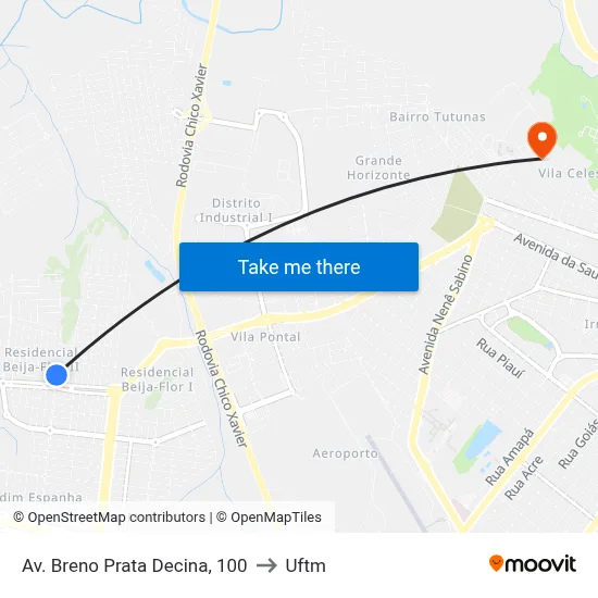 Av. Breno Prata Decina, 100 to Uftm map