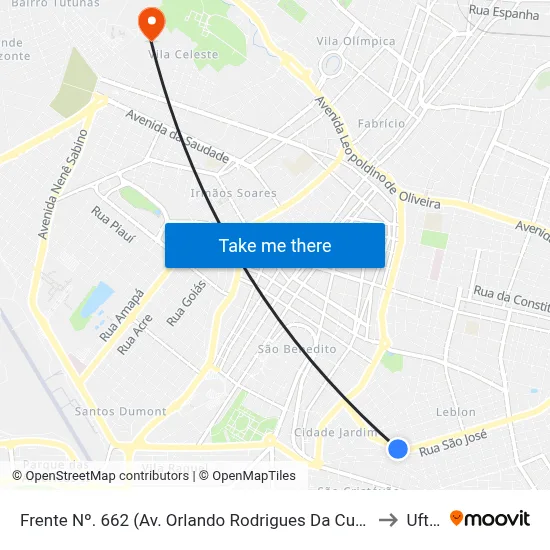 Frente Nº. 662 (Av. Orlando Rodrigues Da Cunha) to Uftm map