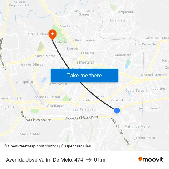 Avenida José Valim De Melo, 474 to Uftm map