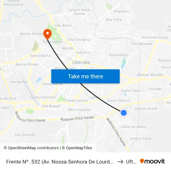 Frente Nº. 532 (Av. Nossa Senhora De Lourdes) to Uftm map