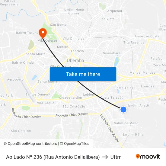 Ao Lado Nº 236 (Rua Antonio Dellalibera) to Uftm map