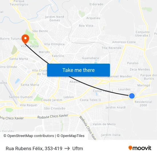 Rua Rubens Félix, 353-419 to Uftm map