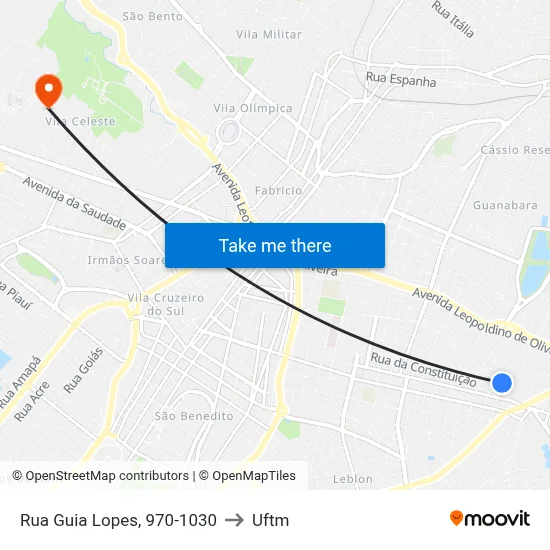 Rua Guia Lopes, 970-1030 to Uftm map