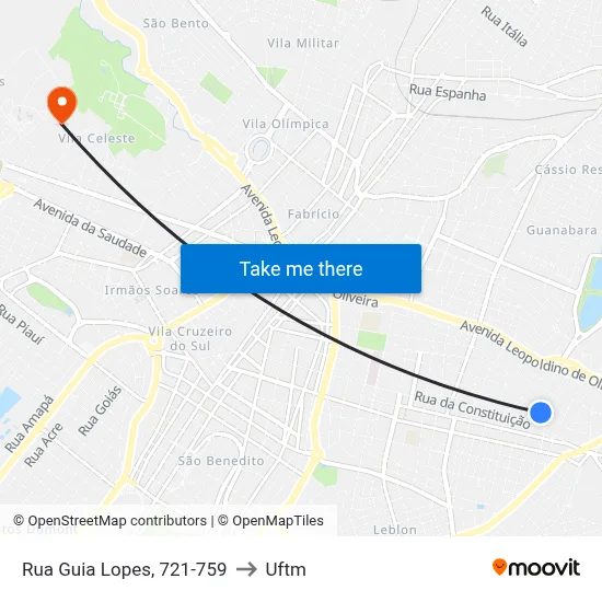 Rua Guia Lopes, 721-759 to Uftm map