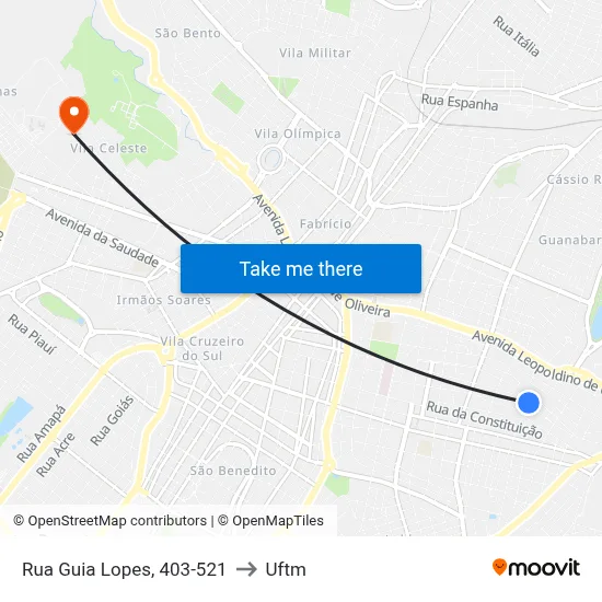 Rua Guia Lopes, 403-521 to Uftm map