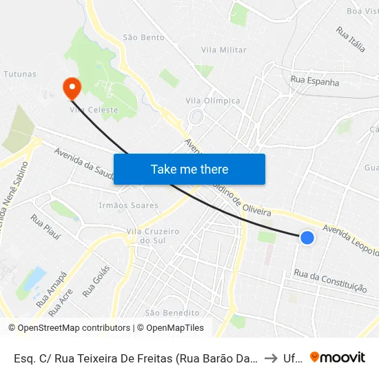Esq. C/ Rua Teixeira De Freitas (Rua Barão Da Ponte Alta) to Uftm map