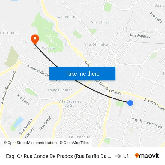 Esq. C/ Rua Conde De Prados (Rua Barão Da Ponte Alta) to Uftm map