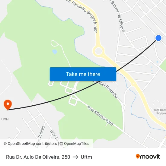 Rua Dr. Aulo De Oliveira, 250 to Uftm map