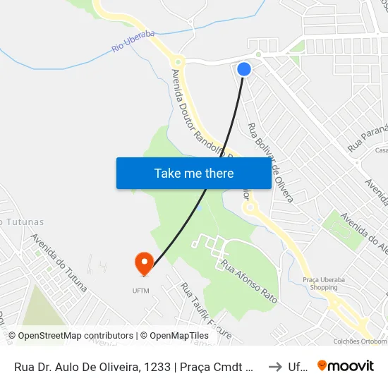 Rua Dr. Aulo De Oliveira, 1233 | Praça Cmdt Meira Jr. to Uftm map