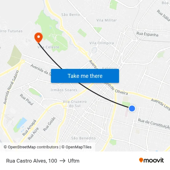 Rua Castro Alves, 100 to Uftm map