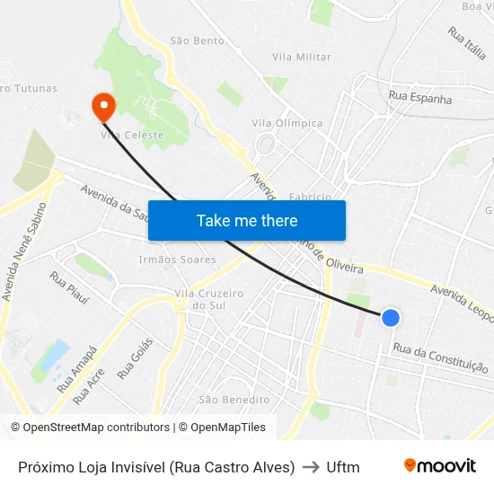 Próximo Loja Invisível (Rua Castro Alves) to Uftm map