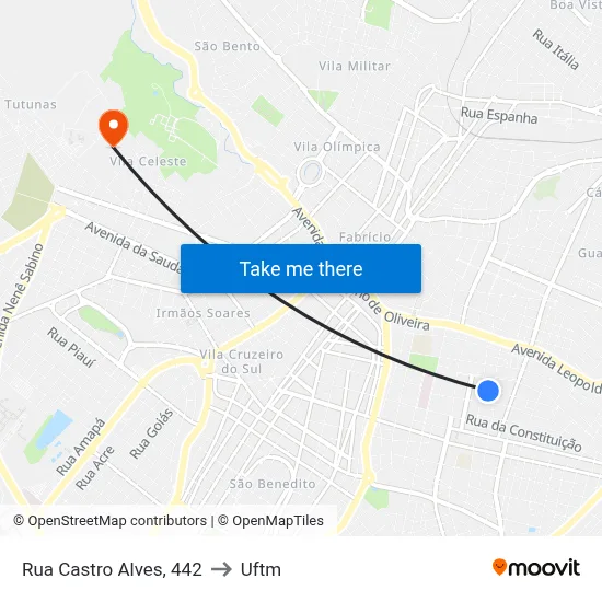 Rua Castro Alves, 442 to Uftm map