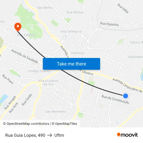 Rua Guia Lopes, 490 to Uftm map