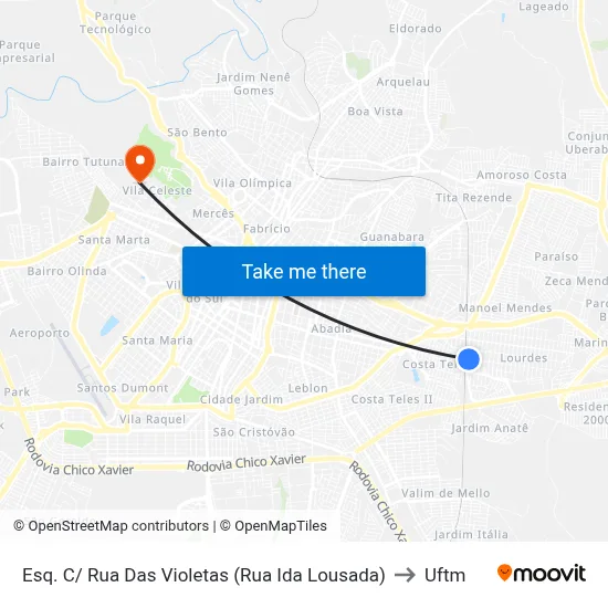 Esq. C/ Rua Das Violetas (Rua Ida Lousada) to Uftm map