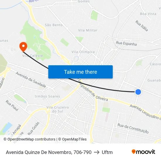 Avenida Quinze De Novembro, 706-790 to Uftm map