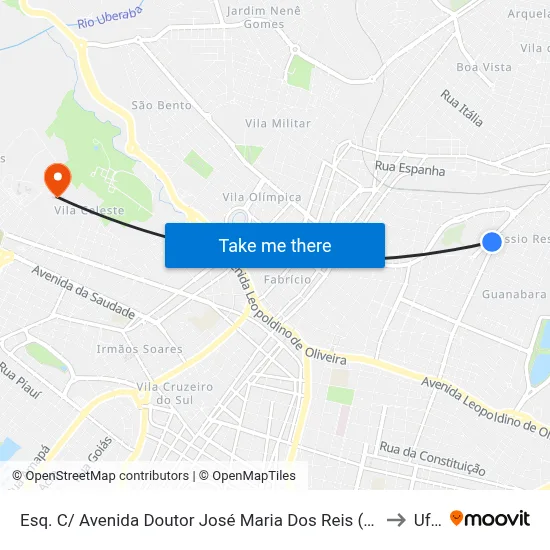 Esq. C/ Avenida Doutor José Maria Dos Reis (R. Oswaldo Cruz) to Uftm map
