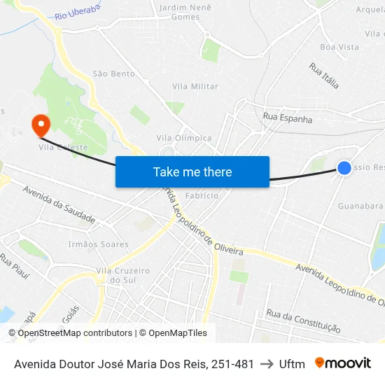 Avenida Doutor José Maria Dos Reis, 251-481 to Uftm map