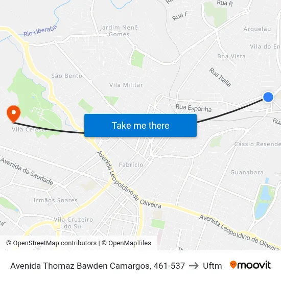 Avenida Thomaz Bawden Camargos, 461-537 to Uftm map