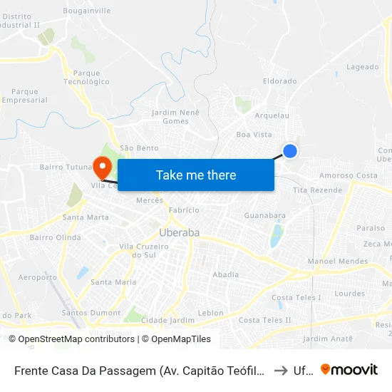 Frente Casa Da Passagem (Av. Capitão Teófilo Lamounier) to Uftm map