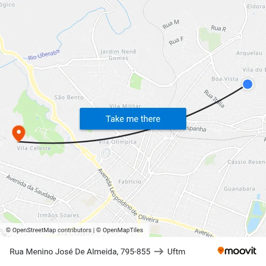 Rua Menino José De Almeida, 795-855 to Uftm map