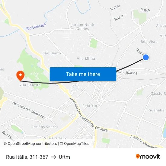 Rua Itália, 311-367 to Uftm map