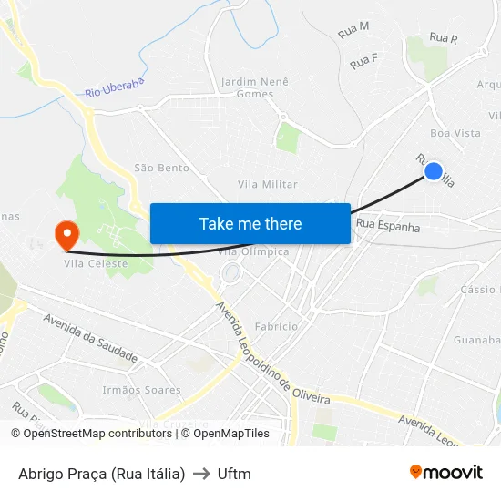 Abrigo Praça (Rua Itália) to Uftm map