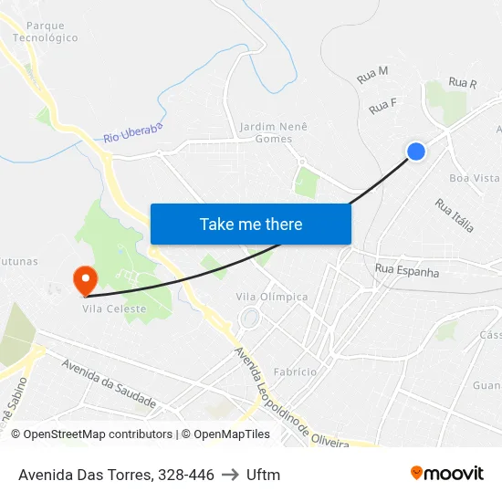 Avenida Das Torres, 328-446 to Uftm map