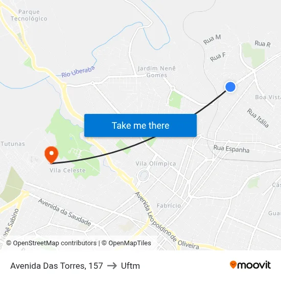 Avenida Das Torres, 157 to Uftm map