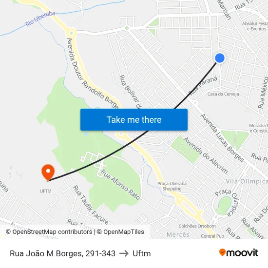 Rua João M Borges, 291-343 to Uftm map