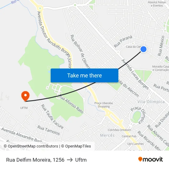 Rua Delfim Moreira, 1256 to Uftm map