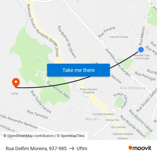 Rua Delfim Moreira, 937-985 to Uftm map