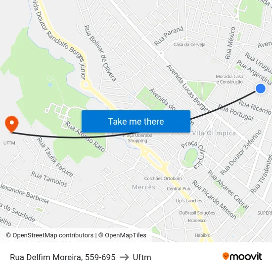 Rua Delfim Moreira, 559-695 to Uftm map
