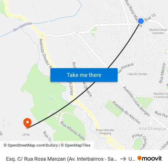 Esq. C/ Rua Rosa Manzan (Av. Interbairros - Sargento Wilson Damasceno De Macedo) to Uftm map