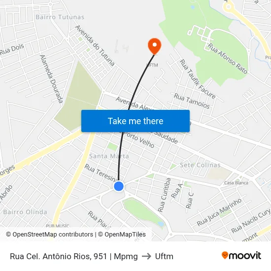 Rua Cel. Antônio Rios, 951 | Mpmg to Uftm map